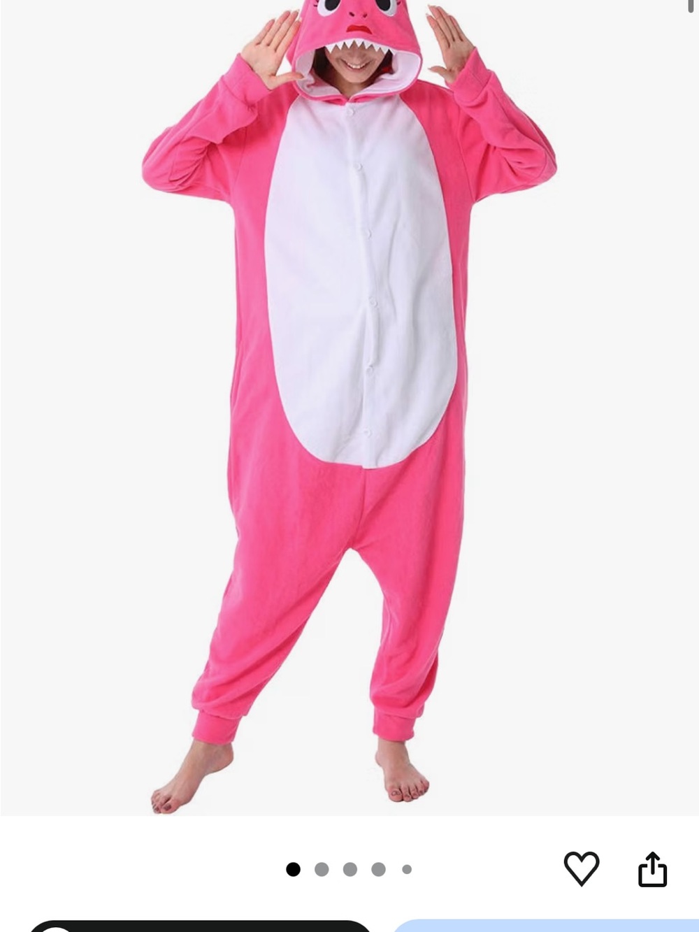 Kids Pink Shark One-Piece Romper - Soft Hooded Pajamas